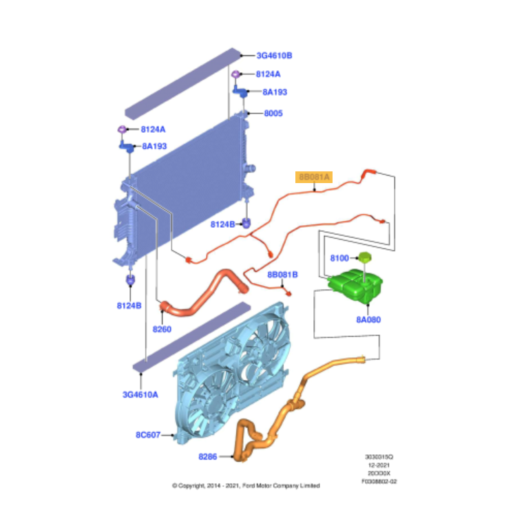 Tuyau de retour pour réservoir d'eau, radiateur, Ford kuga 2012-2020