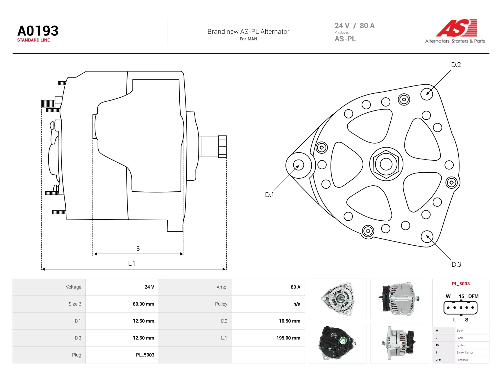 Alternateur AS-PL A0193 camion
