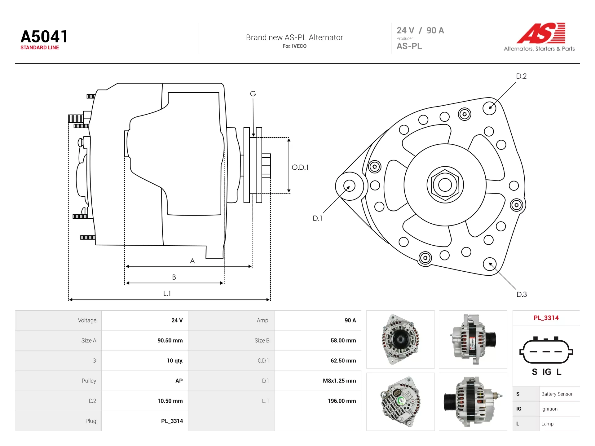 Alternateur AS-PL A5041 camion