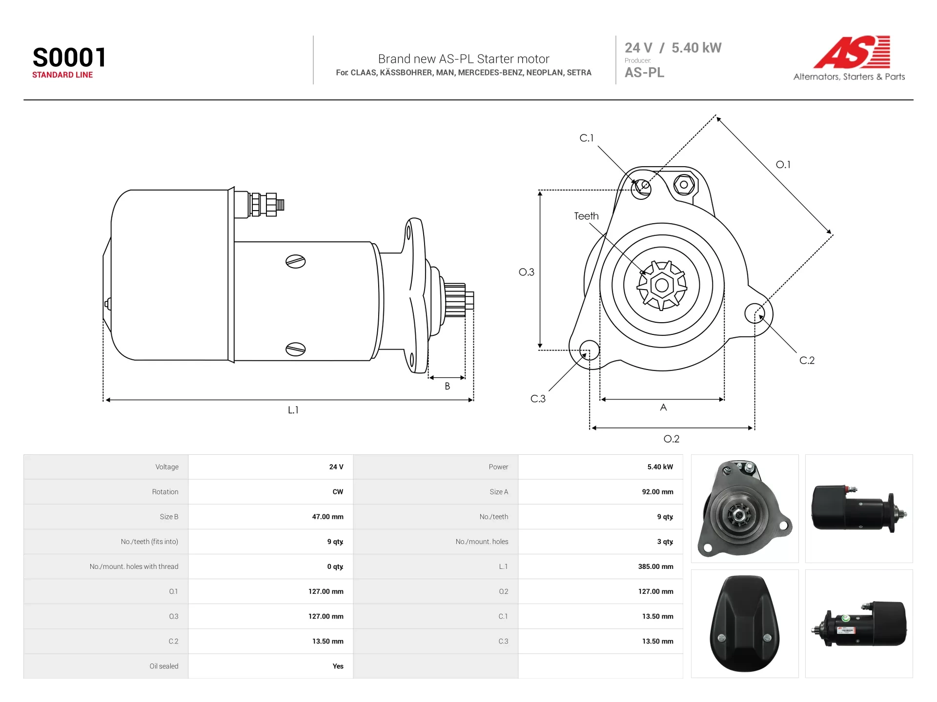 Demarreur AS-PL S0001 camion