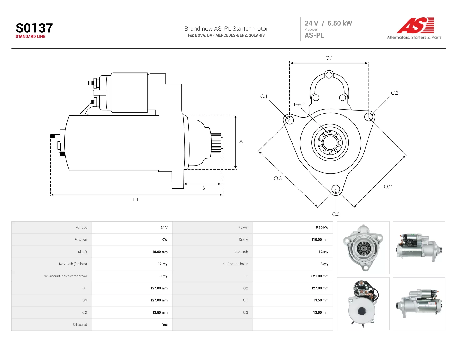 Demarreur AS-PL S0137 camion