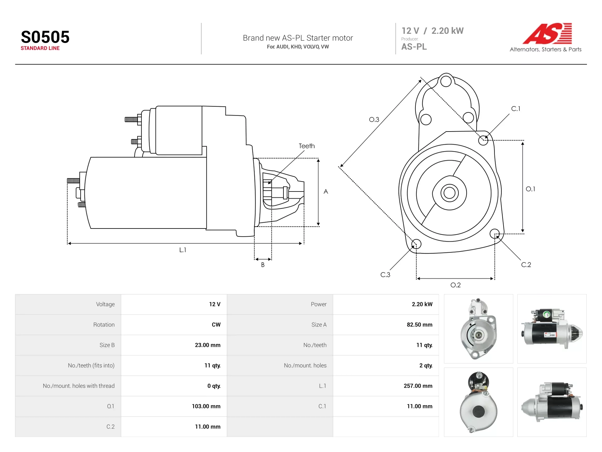 Demarreur AS-PL S0505 camion
