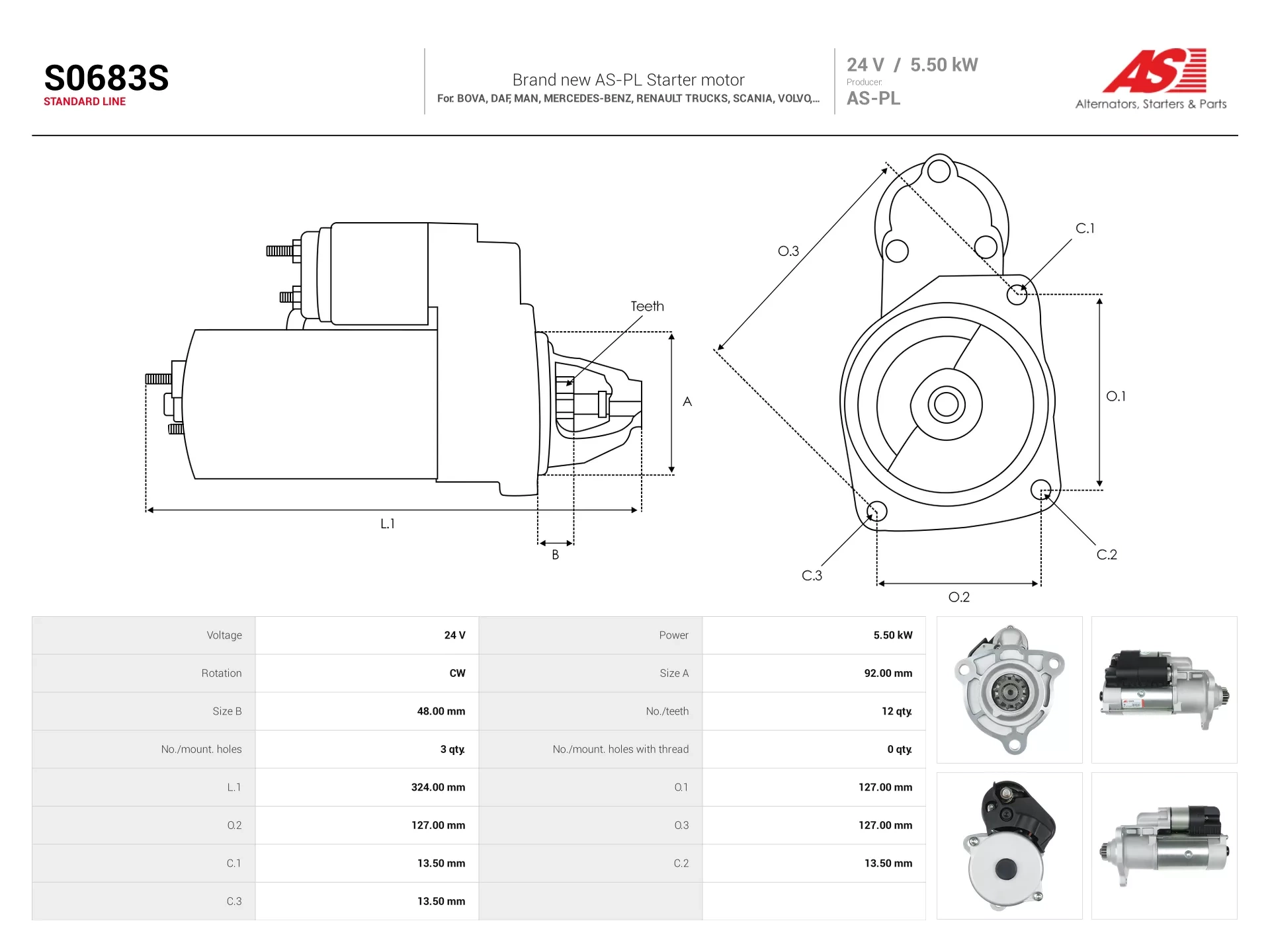 Demarreur AS-PL S0683S camion
