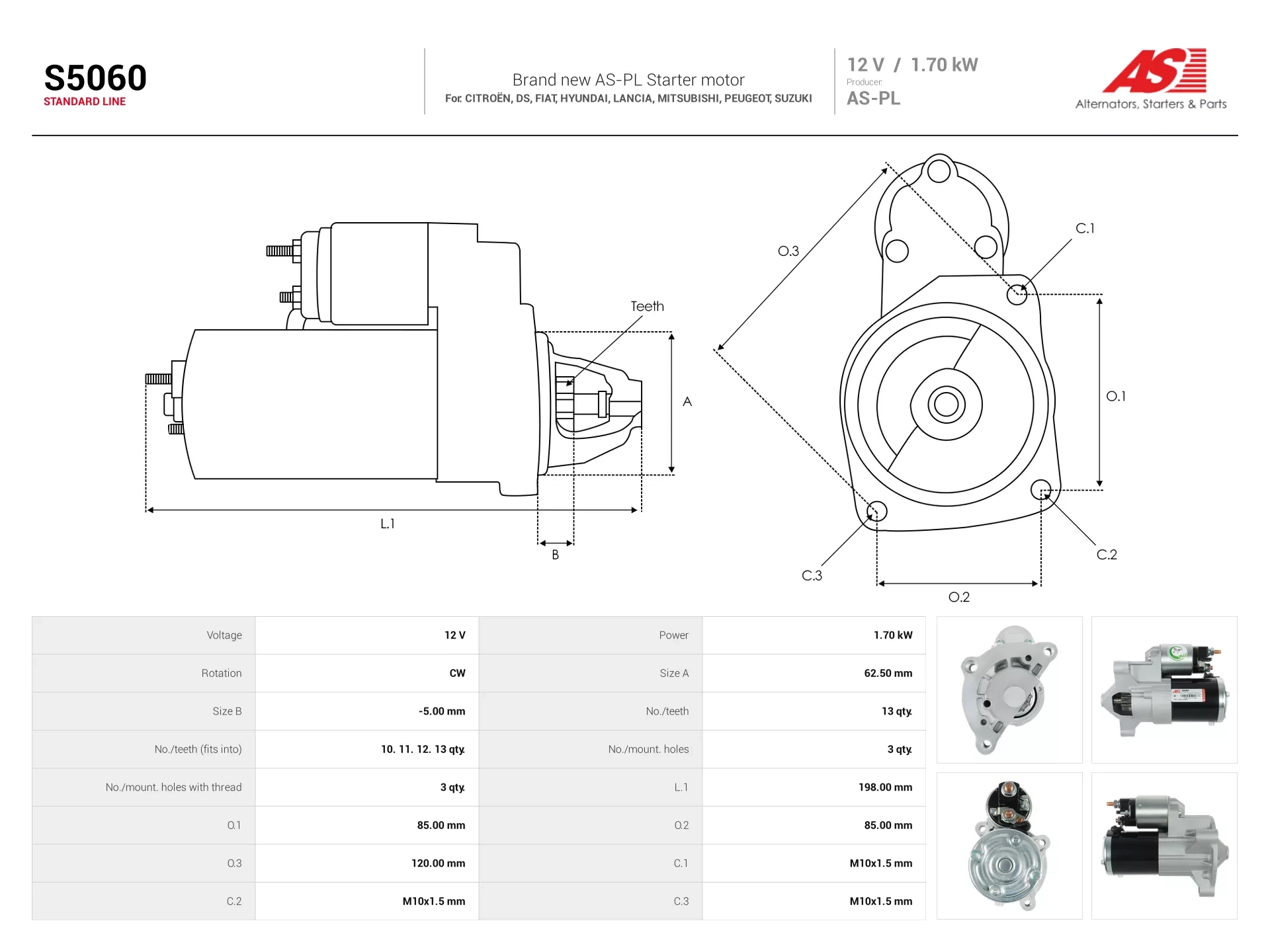 Demarreur AS-PL S5060 camion